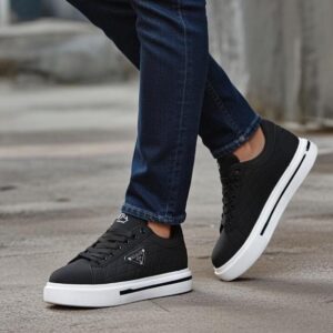 Men’s Premium Quilted Lace-Up Sneakers