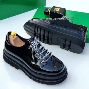 Black Patent Chunky Sole Lace-Up Derby