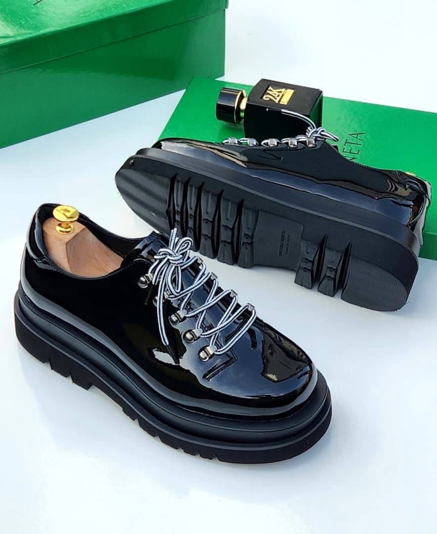 Black Patent Chunky Sole Lace-Up Derby - Image 2