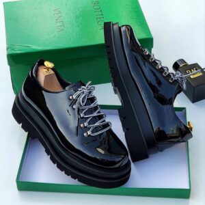 Black Patent Chunky Sole Lace-Up Derby
