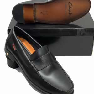 Clarks Style Black Leather Penny Loafer