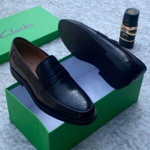 Black Leather Penny Loafers From Clarks
